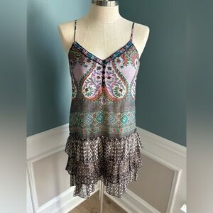 Green and Purple Ruffled Tiered Sundress